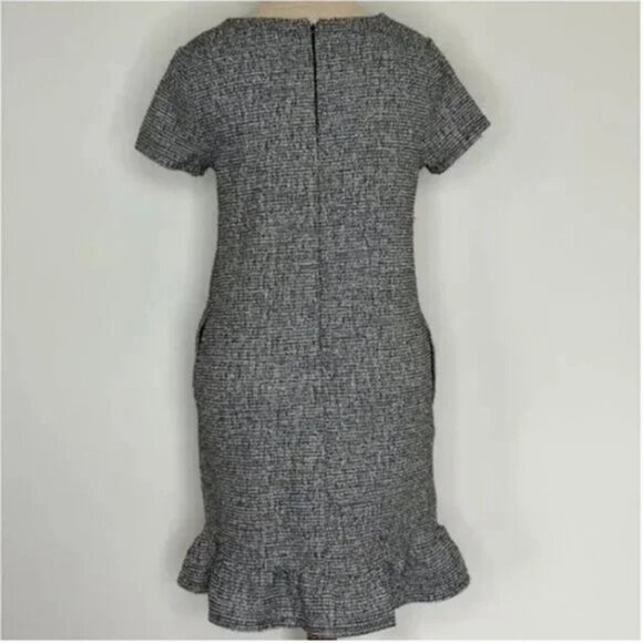 Loft Women's Tweed Boucle Ruffle Hem Midi Shift Dress Size Small Petite - Picture 3 of 9